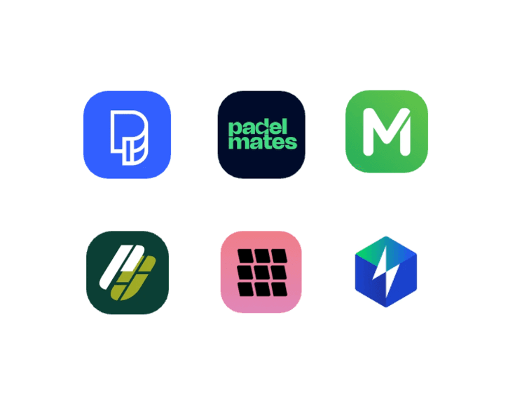 A photo of all padel booking app logos in the UK.