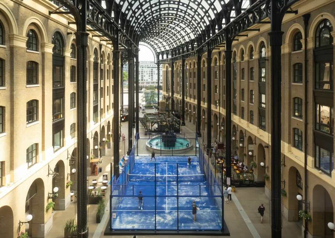Pop-up padel court at Hays Galleria in London
